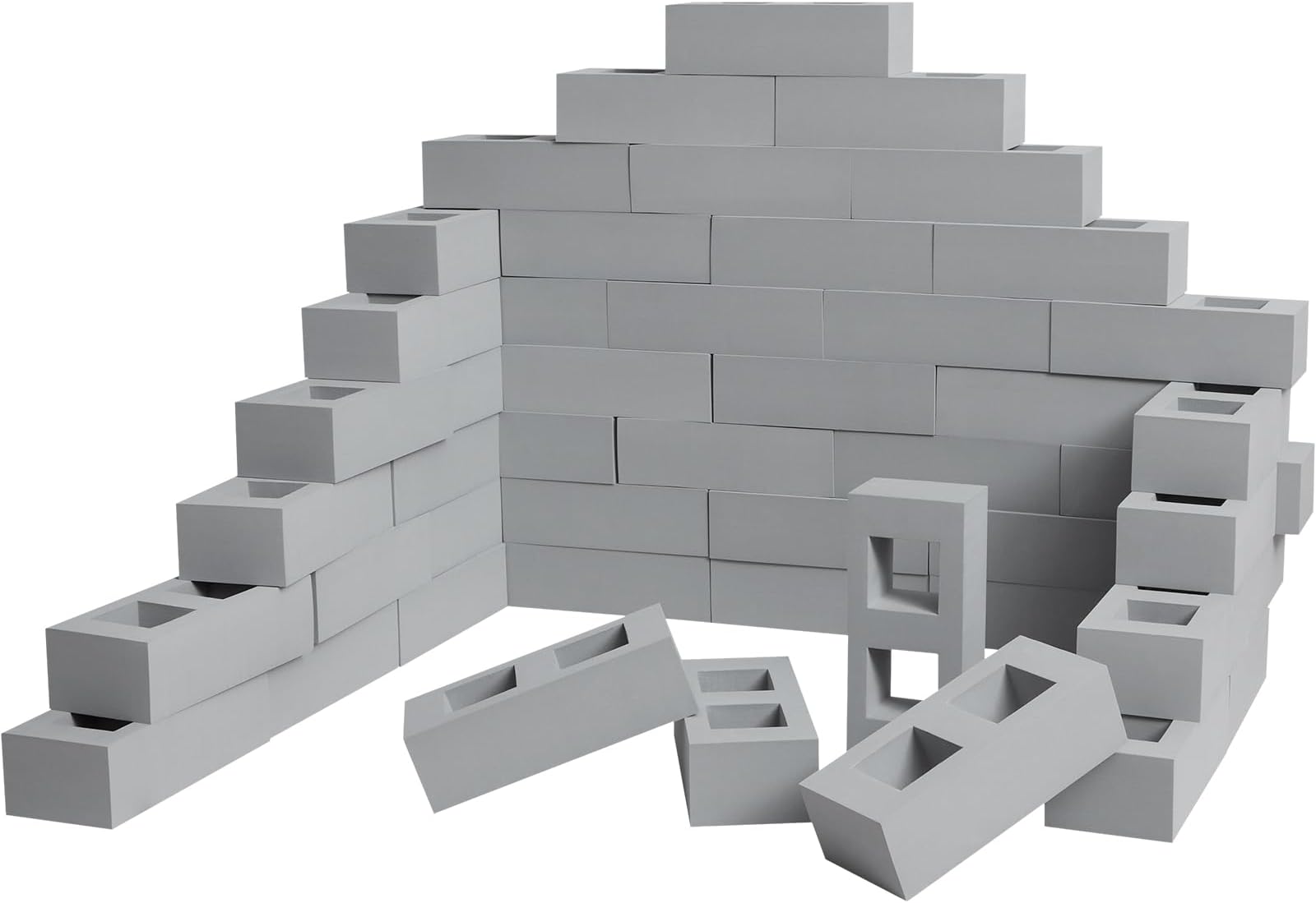 Zhanmai 50 Pack Foam Bricks Building Blocks for Kids Foam Cinder Blocks Large Fake Bricks Toy for Stacking and Construction 8 x 4 x 2.4 Inches(Square)