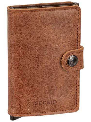 Image of SECRID - Men Mini Wallet Genuine Vintage Leather RFID Safe Card Case for max 10 cards (Cognac Brown)