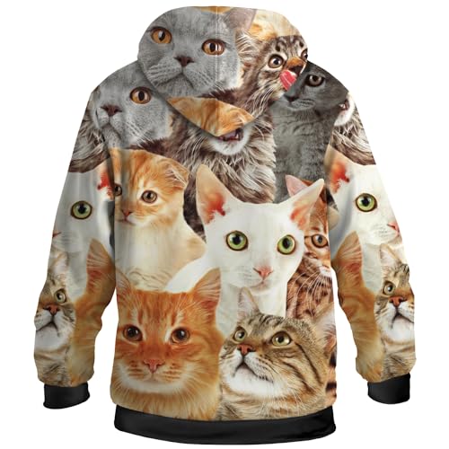 Cat Jacket for Women Men Fleece Sweatshirts Zip Up Hoodies Long Sleeve Hooded Coat with Pockets2