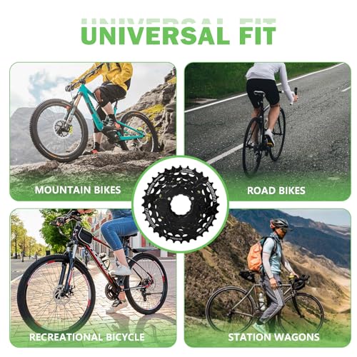 Relwears Bike Cassette 7 Speed CS-HG200 Bike Sprocket 12-32T for Mountain Bike Folding Bike, Black - Thumbnail 6
