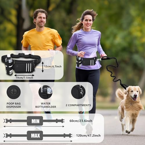 Laisse mains libres haute résistance en nylon imperméable pour grands chiens - 3