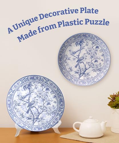 Image of PieceRelax 3D Puzzle Plate 124 Pieces - Floral Ballet with Birds - Jigsaw Puzzle for Adults, Decorative Plate with Durable Plastic Pieces, Ideal Gift for Home or Office Decor [PL1013]