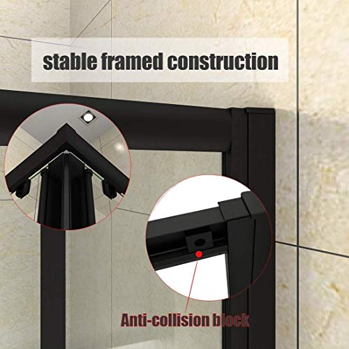 Elegant 36 In. D. X 36 In. W. X 72 In. H. 2 Opening Sliding Shower Enclosure, Double Sliding Shower Door 1/4 In. Clear Glass, 2 Stationary Panels,Black Brushed Nickel (Shower Base Not Included) #TOP6