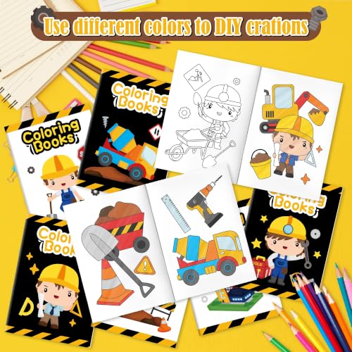 Image of Bulk Construction Coloring Books, 96Pcs Mini Drawing Booklet for Kids | Yellow Truck Excavator DIY Art Coloring Book for Toddlers Toddlers Holiday Birthday Party Goodie Bags Stuffer Classroom Craft