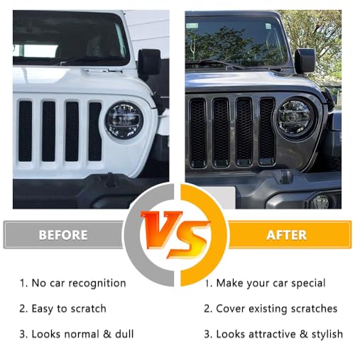 Image of 9PCS Grille Inserts Headlight Cover Kit Fitment for Jeep (2020-2023) Gladiator JT (Black, JT)