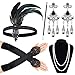 Produktbild Sinoeem 1920s Kostüm Damen Flapper Accessoires Set 20er Jahre Halloween Kostümzubehör Inklusive Stirnband Halskette Handschuhe Ohrringe Zigarettenhalter Set (Set-3)