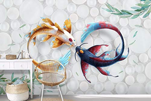 Papier peint moderne koi poisson fond 3d murale salon frais 250x175cm