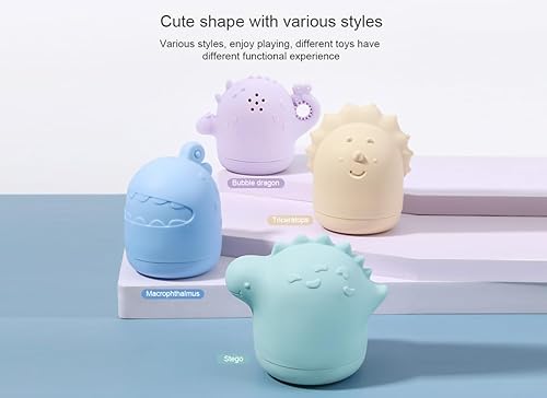 Miniatura 7 de Juego de juguetes de baño sensoriales seguros para bebés y niños pequeños, juego de familia de dragones, sin BPA, de silicona de grado alimenticio,