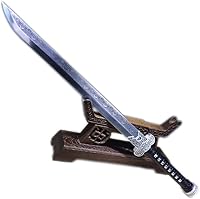 Vista 1 de Cuchillo de oro negro y espada Dao, hoja de acero de alto carbono, palo de rosa, espiga completa para LARP, ganado, cosplay