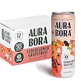 Aura Bora, Grapefruit Elderflower Herbal Sparkling Water, 12 oz Can (Pack of 12), 0 Calories, 0 Sugar, 0 Sodium, Non-GMO