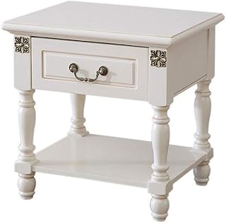 M-YN Comodino Mobiletto Comodino retrò in Legno massello Americano della Camera da Letto, Bianco