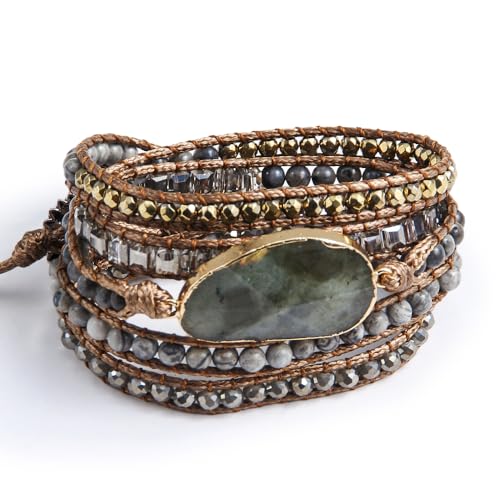 Image of Boho Stone Wrap Bracelet for Women,Turquoise Beaded Bracelet Jewelry Gift