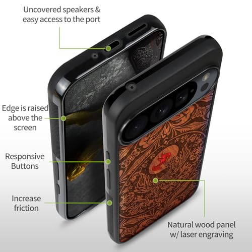Étui Google Pixel 9 Pro XL Coque Bois Gravé Phoenix - 6