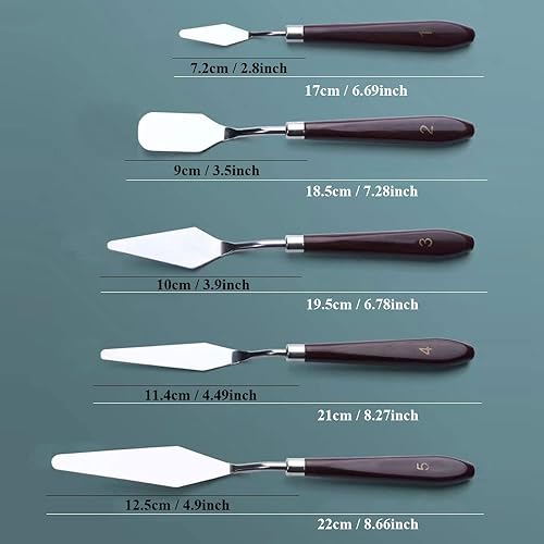 Miniatura 7 de Juego de 5 espátulas de crema para pasteles, cuchillo de decoración de pasteles de acero inoxidable, juego de espátulas de glaseado en ángulo con