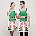 Lvydec 2 Pack Christmas Funny Elf Apron Clearance, Cute Kitchen Chef Bib BBQ Cooking Aprons for Adult，Holiday Kitchen Apron Funny Creative Apron Dress Christmas