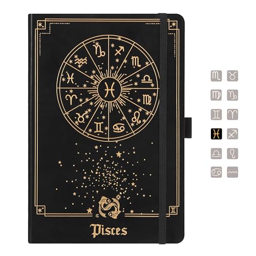 AuroPlanner Pisces Zodiac Undated Planner – Monthly Weekly Daily Astrology Portable Journal Notebook, A5 (5.8” × 8.3”), 160 Pages 4-Month Layout, 100 GSM Paper