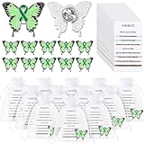 Harloon 25 Sets 25/50/75/100 Set Mental Health Awareness Pin Bulk Green Butterfly Brooch Prevention Suicide Kidney Cancer Gift with Card Organza Bag for Campaign Fundraiser Charity Activity Supplies