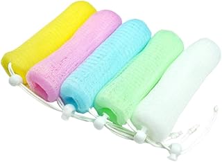 HEALLILY 5Pcs Exfoliating Mesh Soap Pouch Handmade Mesh Soap Saver Storage Bag Bubble Maker Foam Net for Body Facial Cleaning