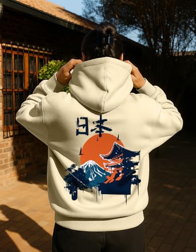 Image of JUNEBERRY Cotton Fleece Regular Fit Hooded Sweatshirt Lastest Back Graphic Printed Winter Hoodies for Women (Available in Colors: Black, SOYA Bean, Orange, Marshmellow, White & Lilac)