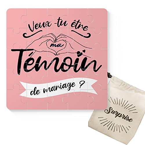 Puzzle Demande Témoin de Mariage Veux-tu être ma témoin de Mariage ? Annonce Mariage Livré avec Pochette Cadeau Cover