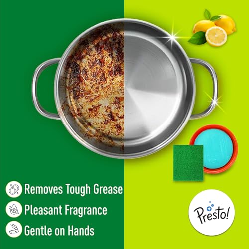Image of Amazon Brand - Presto! Dishwash Tub Bar | 700 Gram | With Free Scrub Pad | Lemon | Round Shape For Longer Use | Tough On Grease | Gentle On Hands