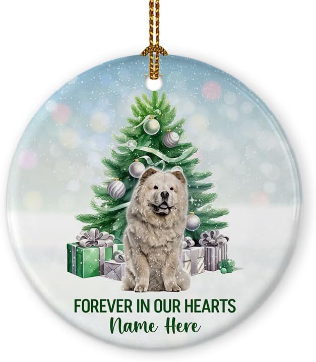 Prezzy Adorno conmemorativo personalizado para perro Chow Chow para decoración del árbol de Navidad, regalos de condolencias personalizados por Prezzy Adorno conmemorativo personalizado para perro Chow Chow para decoración del árbol de Navidad, regalos de condolencias personalizados por