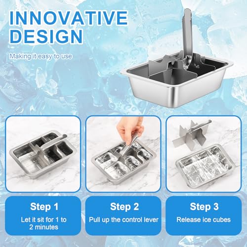 2 Pack Bandeja para Cubitos de Hielo de Acero Inoxidable miniatura 3