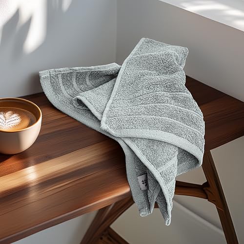 Image of Tens Towels Pack of 6 Hand Towels, 100% Cotton, Lighter Weight, Quick to Dry, 16 x 28 Inches, Super Soft & Absorbent, Perfect for Bathroom & Kitchen, Cool Grey