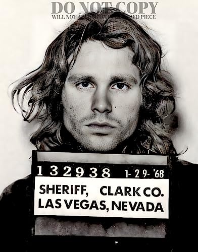 Photo Jim Morrison Mugshot 20x25 cm portrait vintage de 1968 Las Vegas