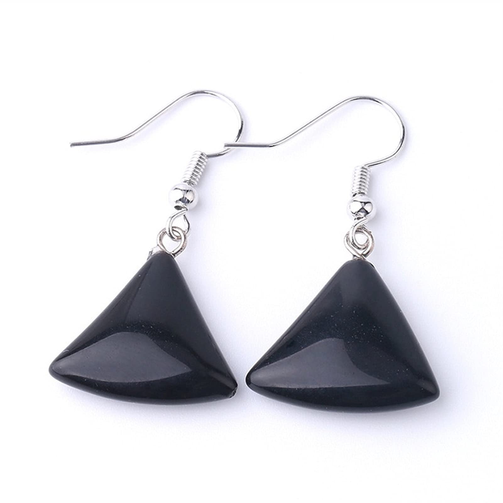 Boucles d'oreilles améthyste anti-allergie en argent et agates noires légères - 6