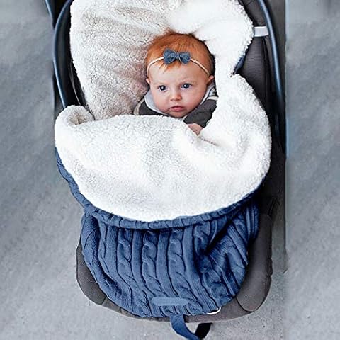 Danolt Warm Blanket Newborn Sleeping Bag Baby Swaddle Blanket Wrap for 0-12 Newborn Month Boys Girls Blue Cover