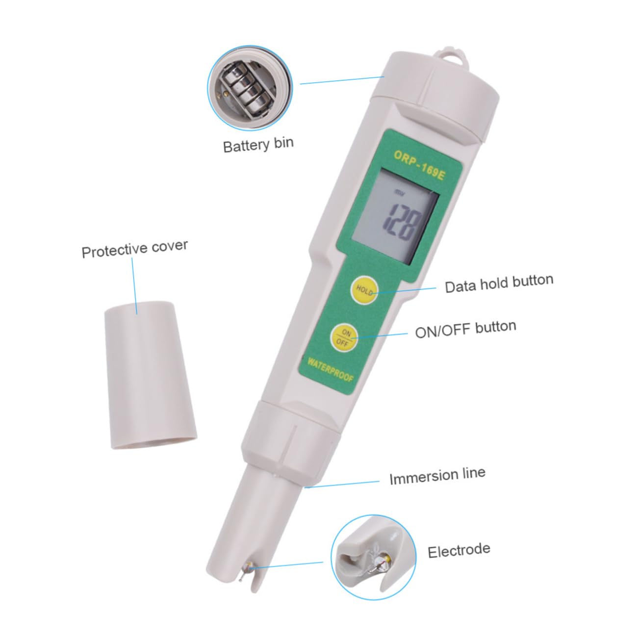 SOLUSTRE Tester Misuratore Orp Digitale Lcd Monitor della Qualità Acqua Rilevatore Redox Tester per Trattamento Acqua Analizzatore Portatile