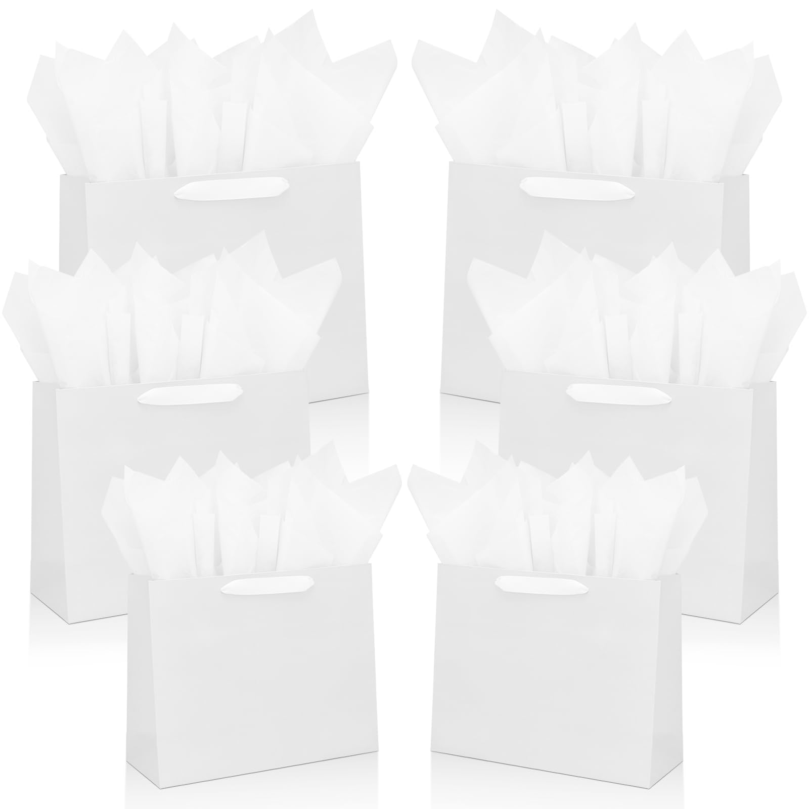 FISHLONO Lot De 24 Sacs Cadeaux Blancs De Différentes Tailles (8 Petits