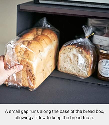 Yamazaki 4352-P Home Bread Box Kitchen Counter Container Holder | Steel | Food Storage, Black