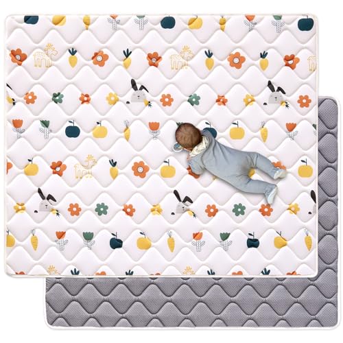 Image of Odorless Premium Foam Baby Play Mat 50" x 50", Soft Microfiber Fabric Crawling Mat for Floor- Comfortable and Hypoallergenic, Non-Slip Cushioned Floor Playpen mat for Infants,Babies,Toddlers