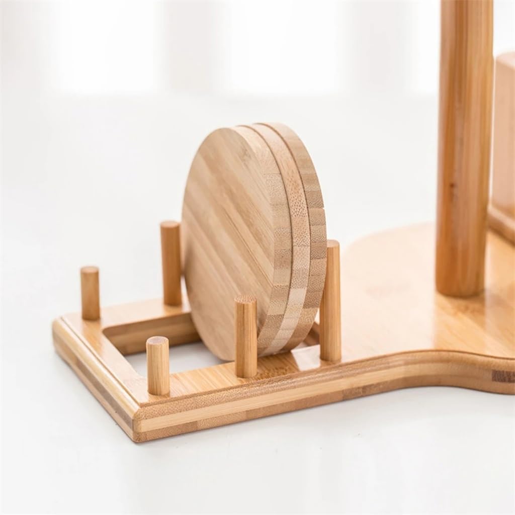 FMURY Wood Storage Holder Stand Hanging Display Rack Drinkware Shelf Home Kitchen Mug With Hooks