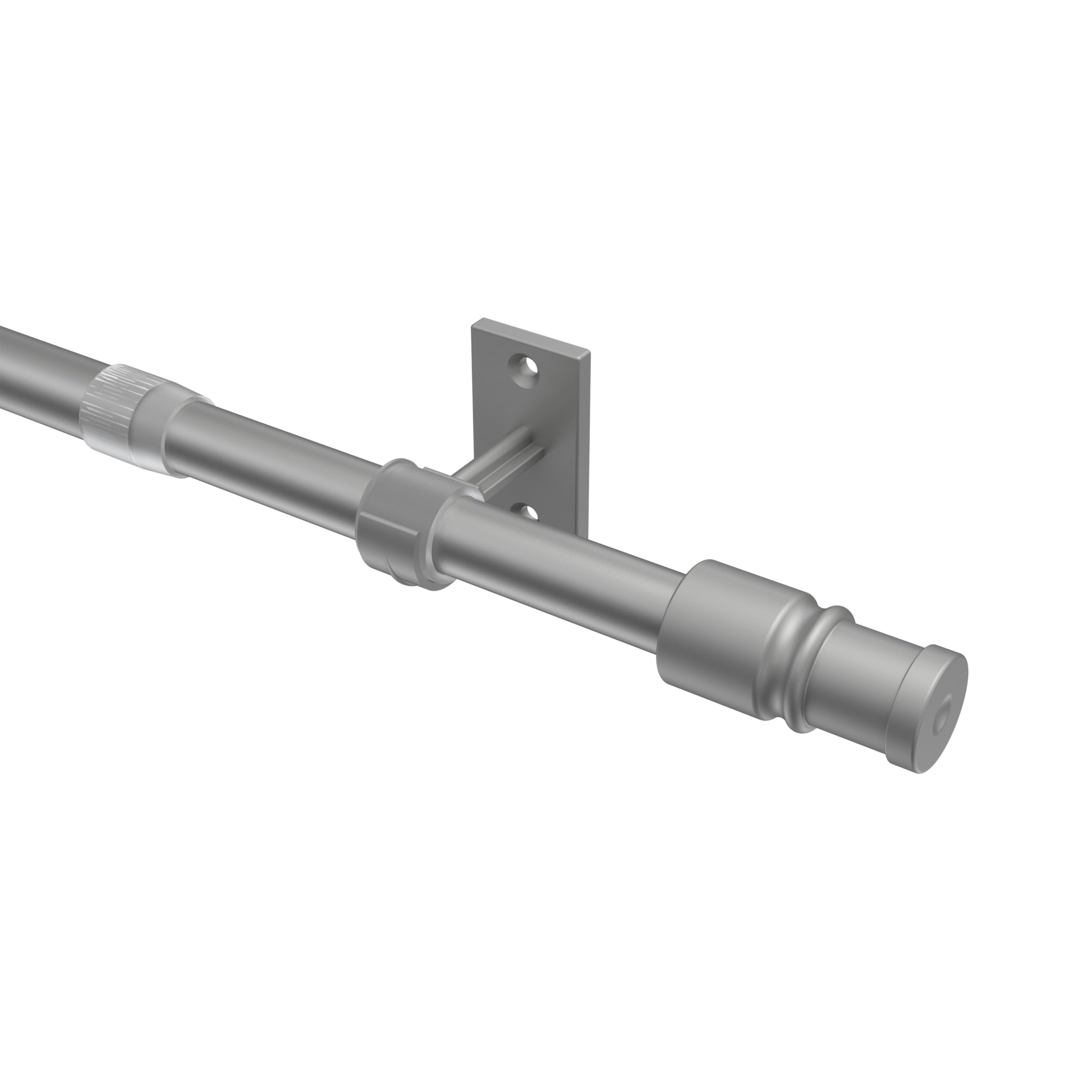 Interdeco Cafehausstangen (2 Stück), Scheibenstangen Silbergrau in 12 mm Ø, Sora, 85-135 cm ausziehbar