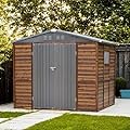 8x6 FT Outdoor Storage Shed, Wood Steel Utility Tool Shed Storage House with Door & Lock, Wooden Sheds Outdoor Storage for Garden Patio Lawn Poolside