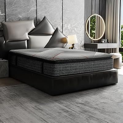 ABH Queen Mattress, Hybrid Mattress, Gel Memory Foam Mattress, 13 Inch Pillow Top with Pocket Coils, Cooling Foam, Zoned Support, Edge Support, Stretch Knit Cover