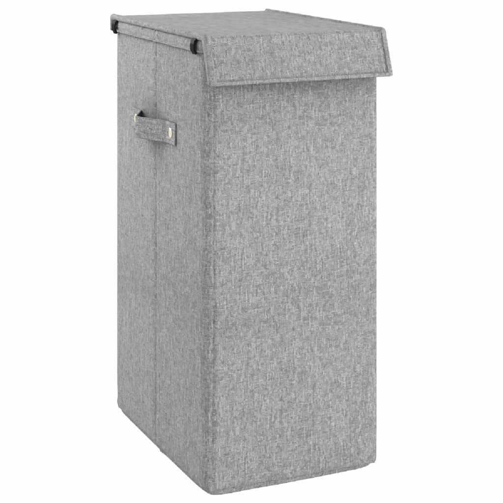 Cesto Biancheria Pieghevole Grigio 26x34,5x59,5 cm Lino Finto | Con Coperchio, Borsa Interna Rimovibile, Manici Laterali, Facile da Montare