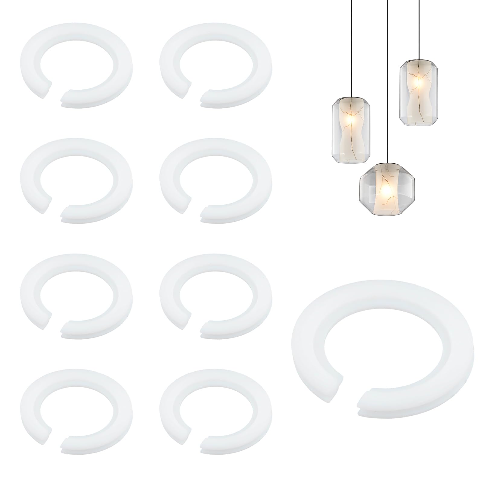 Rundago 8 Pack Plastic Lamp Shade Reducer Ring, E27 to E14, White, Nylon, Round, Minimalist, Ceiling Mount, White Shade