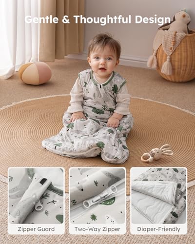 Image of Yoofoss Rayon Made from Bamboo Baby Sleep Sack 0-6 Months 1.0 Tog Baby Wearable Blanket, Super Soft Infant Toddler Sleeping Sack 2-Way Zipper