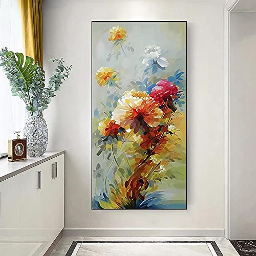 Peintures abstraites de fleurs sur toile 30x60cm pour habiller un mur vide sans cadre