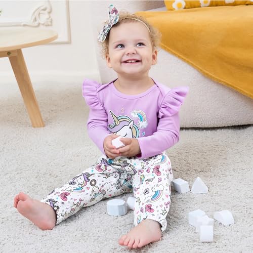 Image of DISAUR Toddler Girl Clothes Cute Leopard Ruffle Sweater Infant Girl Clothes Outfits Long Sleeve Tops Pants Set