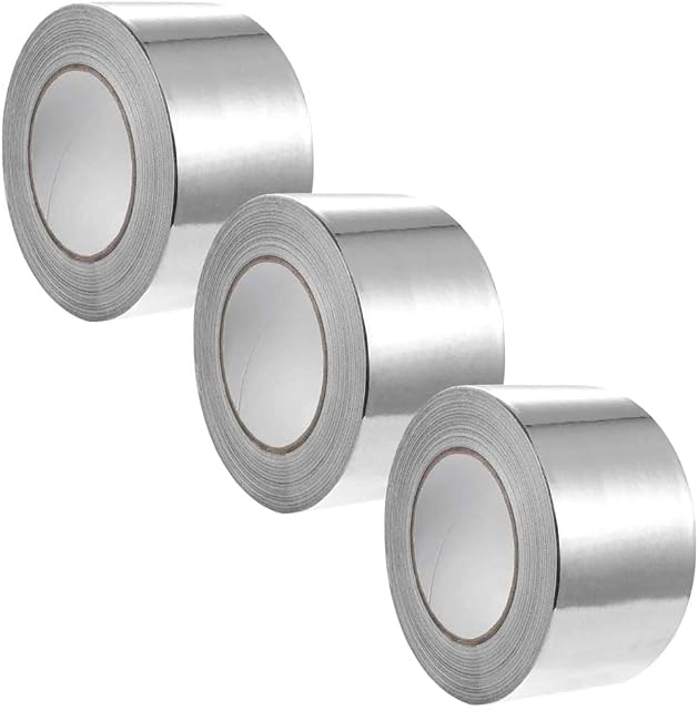 Jestio Aluminium Foil Tape (48mm x 45m)(Pack of 3) | Highly Adhesive Aluminium Tape, Insulation Tape For Insulating And Sealing Ducts | Heat Resistant | Silver