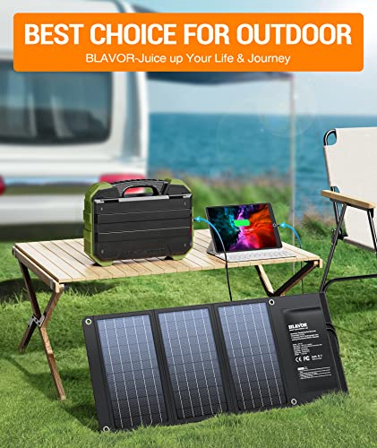 Image of BLAVOR Solar Panels 30W Premium Monocrystalline Foldable Solar Charger with QC3.0 24W USB Output & DC 18V Output Solar Battery Charger Compatible with Portable Generator, Smartphones, Tablets
