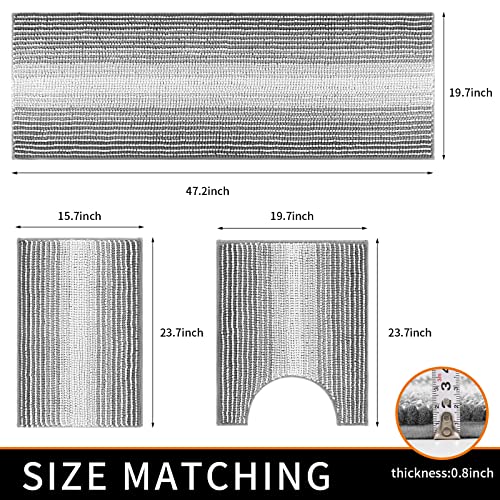 Venuso Badezimmerteppich rutschfest Waschbar Badematte, Chenille badematte rutschfest, Badvorleger für Dusche,Badewanne… – Bild 4
