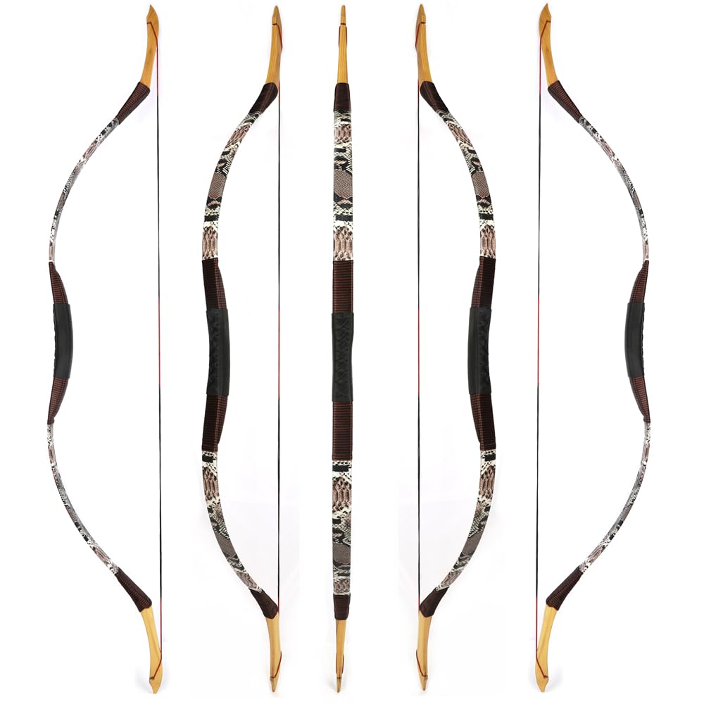 Tiro con L'Arco Tradizionale Arco Ricurvo e Frecce Set Longbow 20-50lbs Fatto a Mano Arco di Legno Mongolo Gomito da Caccia Arco per la Pratica di Caccia Adulti