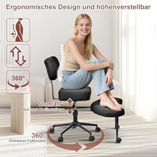Nuova sedia da meditazione, sedia da ufficio con gambe incrociate e ADHD con ruote, supporto ergonomico per schiena e gambe, seduta regolabile in altezza per meditazione, home office, forte supporto