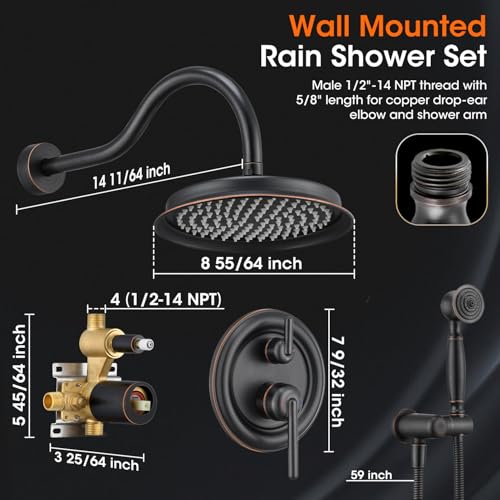 Image of Rainfall Shower System Shower Faucet Set, Luxury, Antique,Oil Rubbed Bronze